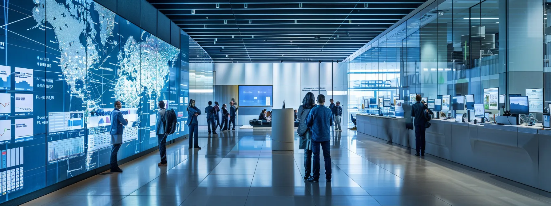 a sleek, modern office space teeming with diverse professionals engaged in dynamic discussions around a digital display showcasing a comparative analysis of duns and new business identifier systems, illuminated by sharp overhead lighting that emphasizes the focused atmosphere of innovation and change.